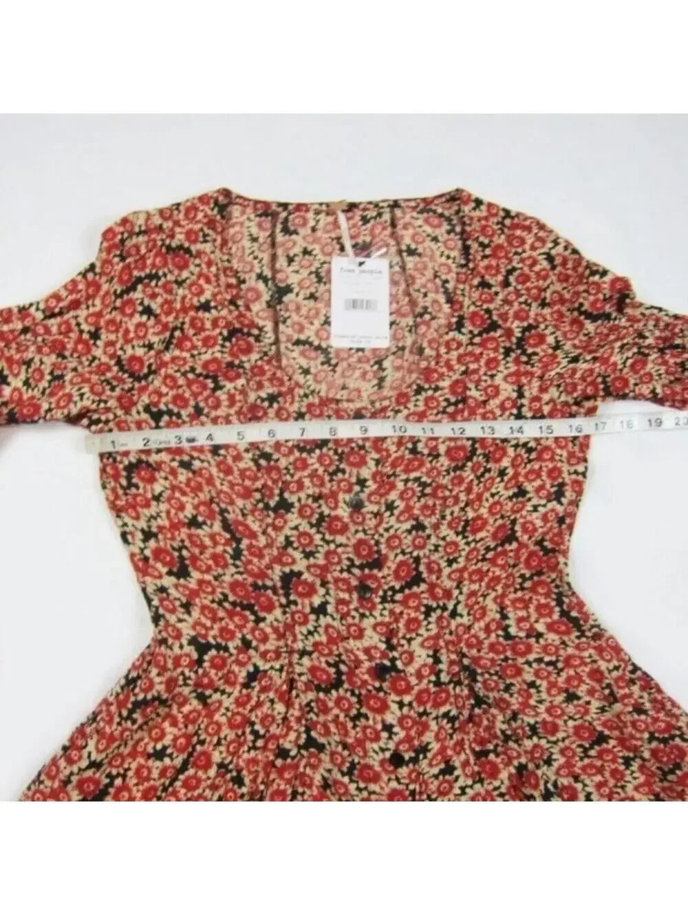 Free People Laced Up Mini Dress Small NWT Black Red Tan Floral Corset Back NEW